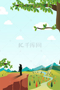 广告公司文化墙背景图片_清新夏季蓝色简约户外手绘广告背景