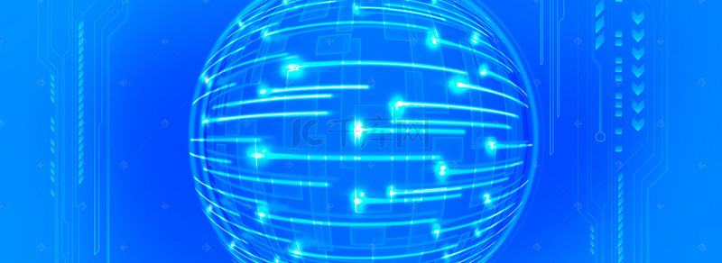 点状光效背景图片_蓝色科技数据星球背景