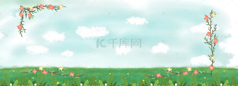 清新边框花卉背景图片_清新植物花卉banner