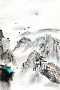 水墨无框画背景图片_中国风水墨山水装饰画