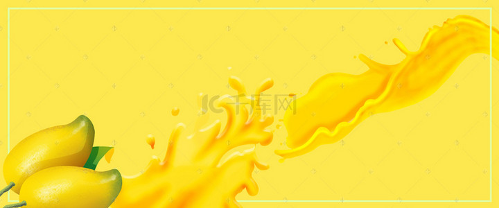 芒果汁素材下载背景图片_夏恋芒果汁小清新卡通黄色背景