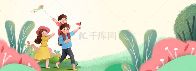 游记背景图片_春游记绿色卡通banner