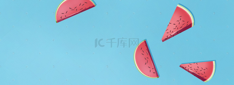夏季新品卡通背景图片_水果卡通童趣简约蓝色banner