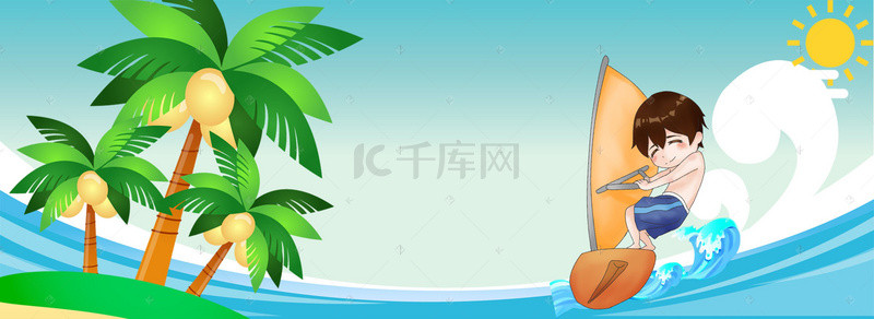 创意西瓜背景图片_夏日海上男孩冲浪