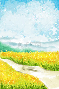 蓝天白云免抠背景图片_卡通黄色的花朵免抠图