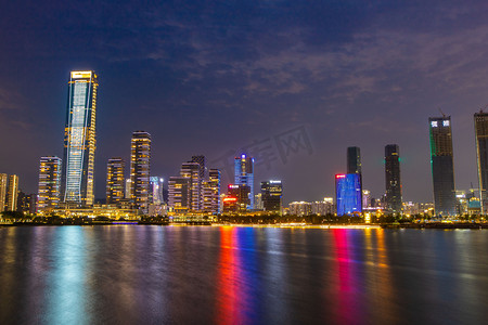 深圳夜景地标cbd旅行摄影图配图