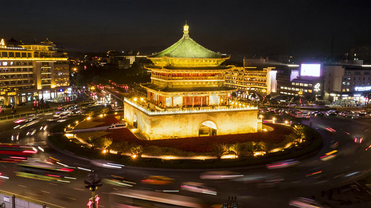 西安古建筑摄影照片_陕西西安钟楼夜景