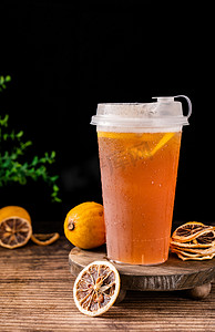 柠檬冰红茶饮品夏日饮料摄影图配图