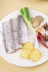 美食美味新鲜食材带鱼摄影图配图