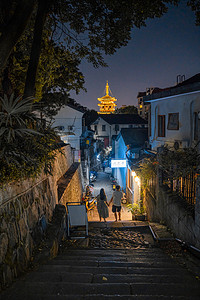 自然风景摄影照片_城市夜景望仙阁灯光风光摄影图配图