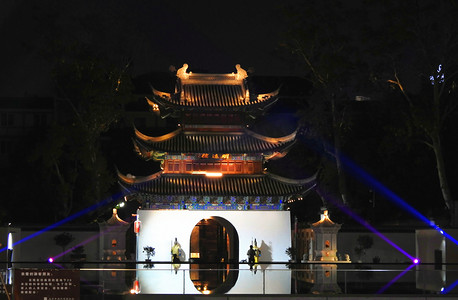 南京夜晚明远楼室外摄影图摄影图配图