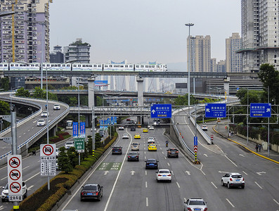 重庆桥都盛夏城市立交公路道路摄影图摄影图配图
