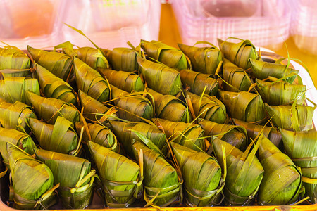 端午节早上粽子市场美食摄影图配图