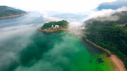 九龙口湿地公园摄影照片_热带雨林雾气航拍