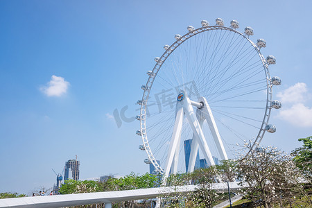 蓝天天空摩天轮建筑乐园摄影图配图