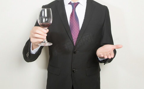 商务领导领带职业红酒品酒摄影图配图