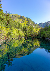 美丽的旅游景点四川镜湖摄影图配图