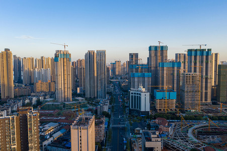 武汉城市建筑群晴天建筑群居民楼航拍俯拍摄影图配图
