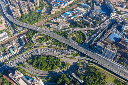 武汉城市建筑晴天建筑梅家山立交桥航拍俯拍摄影图配图