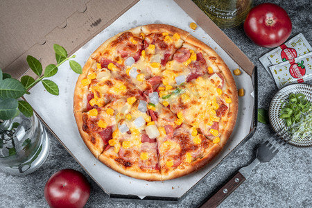 美味至尊披萨营养芝士味道摄影图配图