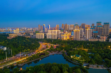 武汉城市建筑群夜景建筑群汉阳区航拍摄影图配图