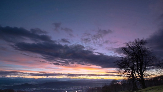 夕阳风景云层落日