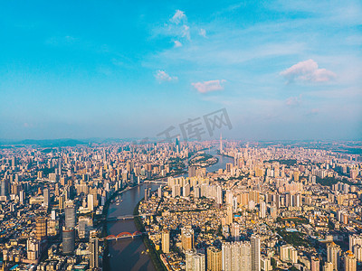 珠江摄影照片_航拍珠江城市建筑群体摄影图