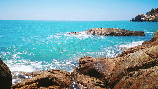 自然风景摄影照片_蓝色大海海浪自然风景