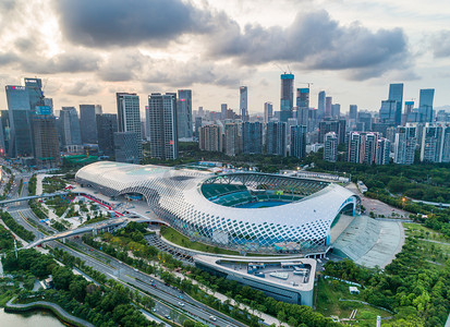 深圳海摄影照片_深圳春茧体育馆摄影图