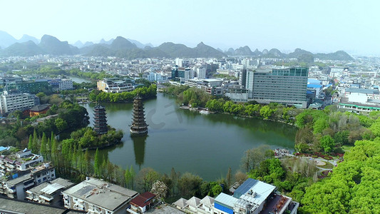 鸟瞰山水城市桂林