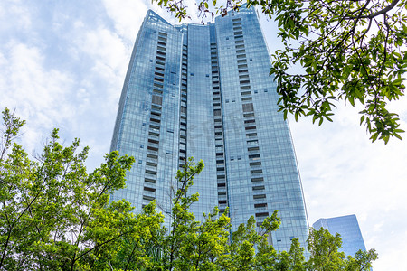 科技高楼大厦摄影照片_城市下午高楼大厦建筑绿化摄影图配图