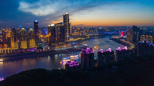 东莞城区夜景摄影照片_重庆夜景朝天门霓虹灯高楼摄影图配图