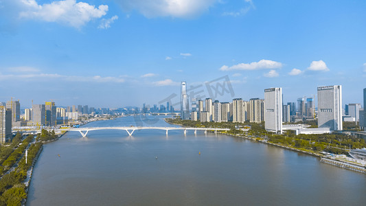 地标晴天琶洲桥珠江航拍摄影图配图