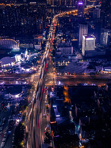 城市夜景航拍摄影图