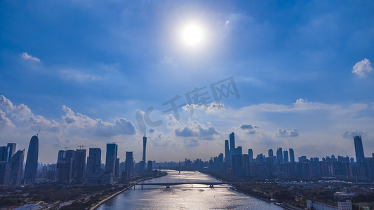 城市下午建筑珠江航拍摄影图配图