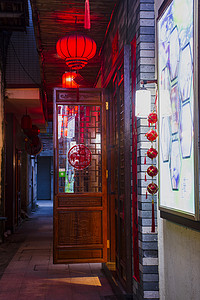 国朝风山摄影照片_广州花都花山小镇民宿民房街景夜景摄影图配图