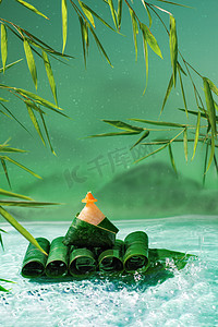 端午中国传统摄影照片_端午节端午粽子粽叶粽子创意摄影图配图