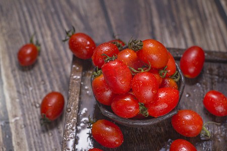 静物新鲜水果圣女果西红柿小西红柿摄影图配图