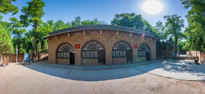 枣园遗址旧居全景图上午窑洞室外摄影摄影图配图