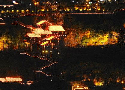 夜色摄影照片_重庆夜色洪崖洞民俗区夜景摄影图配图