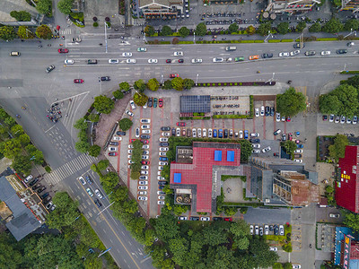 城市清早柳州城市风光航拍空中无人机摄影图配图
