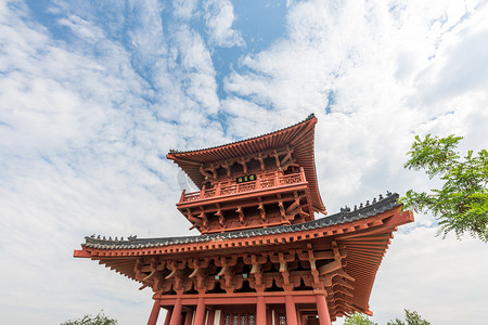 建军节党建摄影照片_宝塔山景区上午楼阁室外摄影摄影图配图