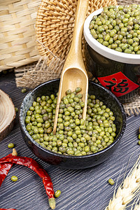 养生健康食材新鲜绿豆摄影图配图