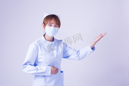 护士健康医疗护士手势人像摄影图配图