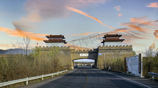 杀虎口景观下午建筑夏季素材摄影图配图