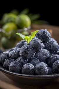 新鲜特色水果蓝莓特写摄影图配图