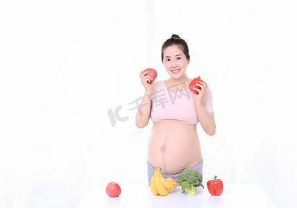 宝妈摄影图摄影照片_生活方式健康饮食孕妇运动摄影图配图