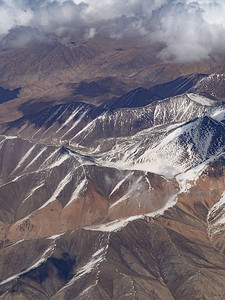 飞机航拍风景白天雪册飞机上俯瞰大地山峰摄影图配图