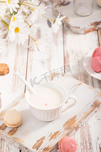 早餐美食马卡龙牛奶素材摄影图配图