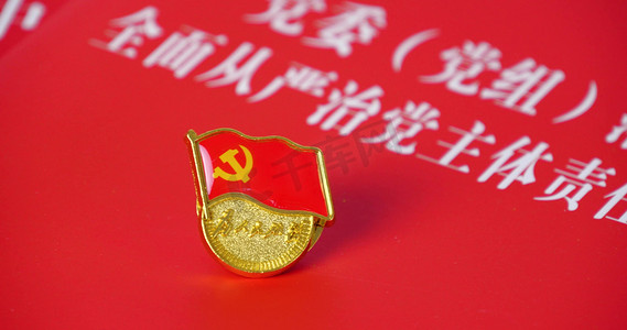 春节红色免费摄影照片_党政党章徽章勋章红色手抚党徽